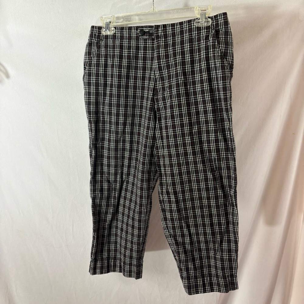 Vintage STO Stylish Black and White Plaid Cropped Pants